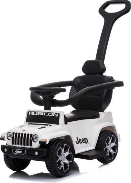 Jeep Wrangler Loopauto - 1-3 Jaar - Opbergruimte - Stevige rugleuning - Met Duwstang - Kunststof - Wit