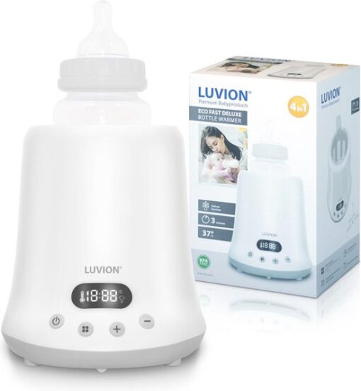 LUVION® Eco Fast Deluxe 4 in 1 Flessenwarmer - Verwarmt zeer snel - Sterilisator met stoomkap - Warmhouden en ontdooien