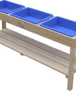 AXI Activiteiten Tafel in Naturel Bruin met 3 Blauwe Bakken - Multi-inzetbare kindertafel voor diverse activiteiten