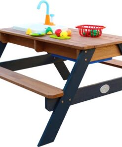 AXI Emily Zand & Water Picknicktafel met Speelkeuken wastafel Antraciet/bruin - Incl. 17-delige accessoire-set