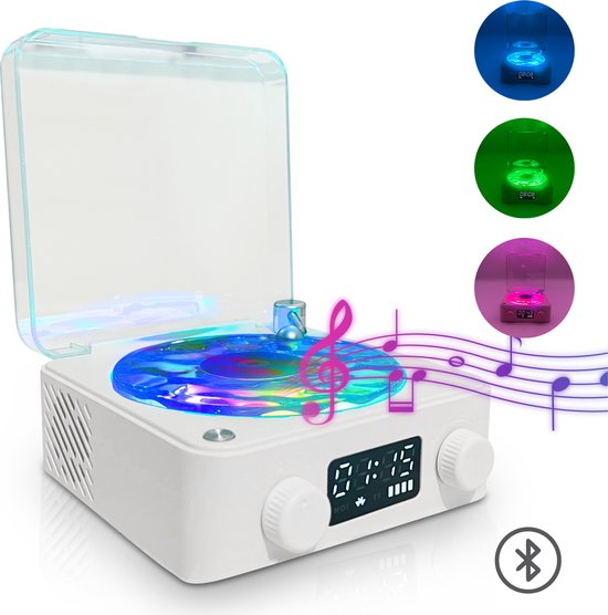 Aynlights ® Wave Vinyl-projector( Wit/blauw) - - Noorderlichtprojector - Bluetooth Speaker - White Noise - Sterrenhemel - Valentijnsdag Cadeau tip