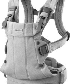 BabyBjörn Draagzak Harmony - Geweven mélange - Lichtgrijs - Buikdrager - Rugdrager - Ergonomisch - Zachte details