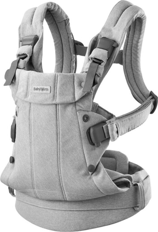 BabyBjörn Draagzak Harmony - Geweven mélange - Lichtgrijs - Buikdrager - Rugdrager - Ergonomisch - Zachte details