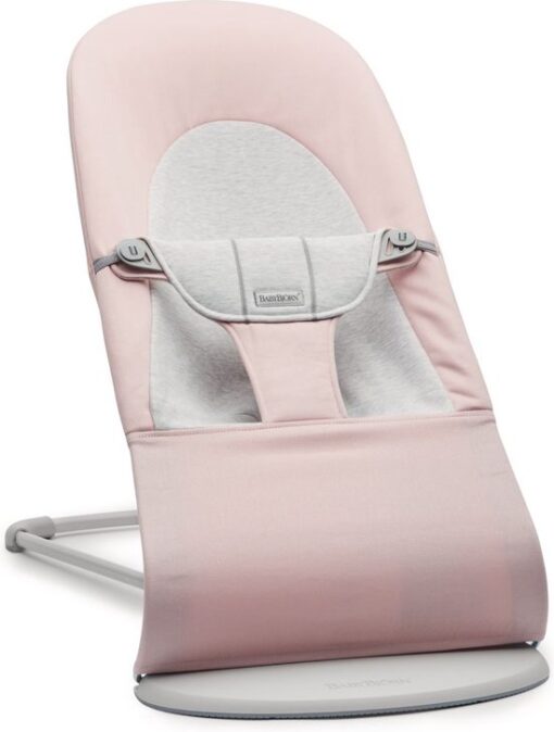 BabyBjörn Wipstoel Balance Soft - Geweven-Jersey - Lichtroze-Grijs - Ergonomisch - Verstelbaar - Inklapbaar