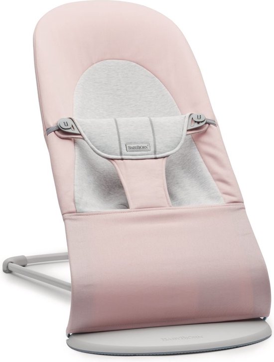 BabyBjörn Wipstoel Balance Soft - Geweven-Jersey - Lichtroze-Grijs - Ergonomisch - Verstelbaar - Inklapbaar