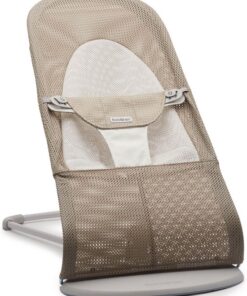 BabyBjörn Wipstoel Balance Soft - Mesh - Grijsbeige-Wit - Ergonomisch - Verstelbaar - Inklapbaar