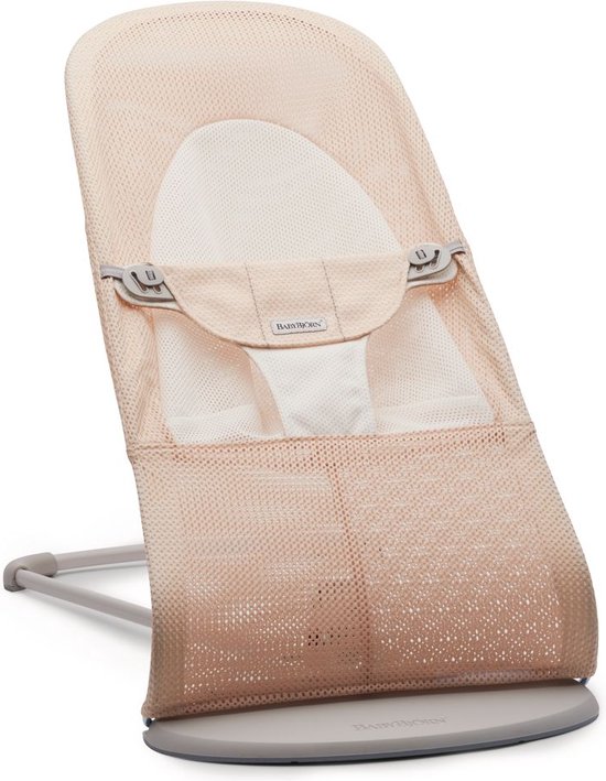 BabyBjörn Wipstoel Balance Soft - Mesh - Parelmoerroze-Wit - Ergonomisch - Verstelbaar - Inklapbaar