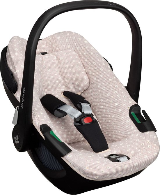 Maxi Cosi hoes Pebble 360 - Waterdichte voering - Autostoelhoes Groep 0 - Zacht Katoen - Met Waterdichte Voering ter Bescherming van je Autostoel - Perfecte Pasvorm - Daisy wafeltje