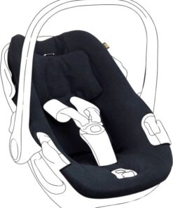 Maxi Cosi hoes Pebble 360 - Waterdichte voering - Autostoelhoes Groep 0 - Zacht Katoen - Met Waterdichte Voering ter Bescherming van je Autostoel - Perfecte Pasvorm - Zwart wafeltje