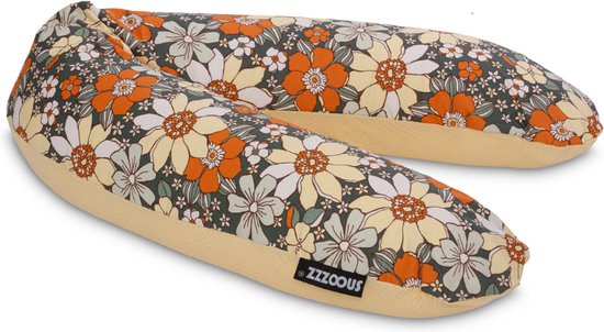 Snoozzz Voedingskussenhoes - Hoes voor voedingskussen zwangerschapskussen - premium kwaliteit - 185 cm - 100% katoen hydrofiel - Sunflower