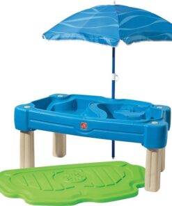 Step2 Cascading Cove Zand & Watertafel - Met Deksel, Parasol & 6 Accessoires - Activiteitentafel / Zandtafel met deksel voor de tuin / buiten - Waterspeelgoed voor kinderen