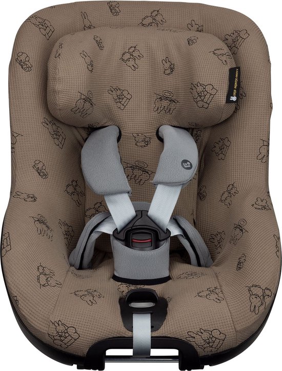 Ukje-Nijntje Autostoelhoes Geschikt voor Maxi Cosi Pearl 360 (Pro) -Maxi Cosi Hoes Groep 0-1 - Zacht Katoen - Perfecte Pasvorm - Taupe Nijntje
