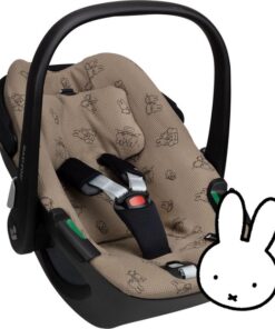Ukje-Nijntje Maxi Cosi hoes Pebble 360 (niet Pro) - Waterdichte voering - Autostoelhoes Groep 0 - Zacht Katoen - Met Waterdichte Voering ter Bescherming van je Autostoel - Perfecte Pasvorm - Taupe Nijntje