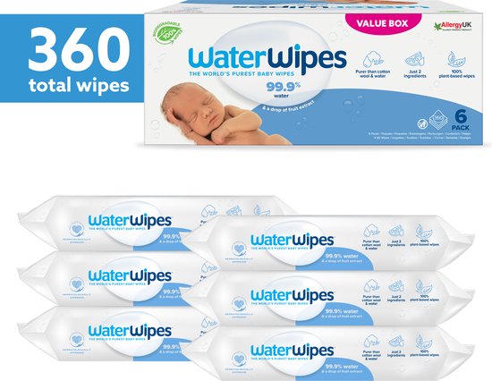 WaterWipes Billendoekjes Bio - 6 x 60 stuks - 360 doekjes