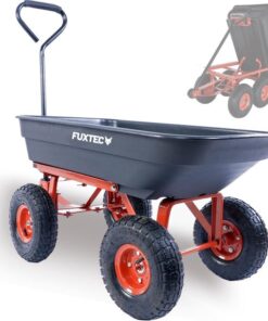 FUXTEC tuinkar zwart - Met comfortabel stuur en rubberen handgreep - Max. Hoogte belasting: 300 kg - FX-KW2175