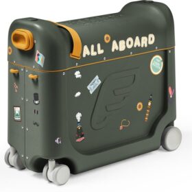 Stokke JetKids BedBox, Golden Olive - Kinderkoffer en bed - Help uw kind ontspannen en slapen in het vliegtuig - Goedgekeurd door veel luchtvaartmaatschappijen - Geschikt voor kinderen van 3-7 jaar
