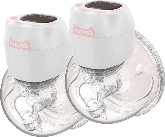 Vulpes Goods® BabyCare - Handsfree Borstkolf - Elektrische Draadloze Borstkolf – Dubbele Elektrische Kolf - Draagbaar - 2 Stuks - Incl. 60 Moedermelkbewaarzakjes, Borstvoeding informatie, Reistas & Borstschildverkleiners