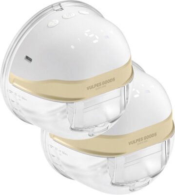 Vulpes Goods® BabyCare - Handsfree Borstkolf - Elektrische Draadloze Borstkolf – Dubbele Borstkolf - Draagbaar & Handsfree - BPA vrij - Met 60 Moedermelk bewaarzakjes, Reistas, Tepelmaat meter & Borstschildverkleiners - PRO versie