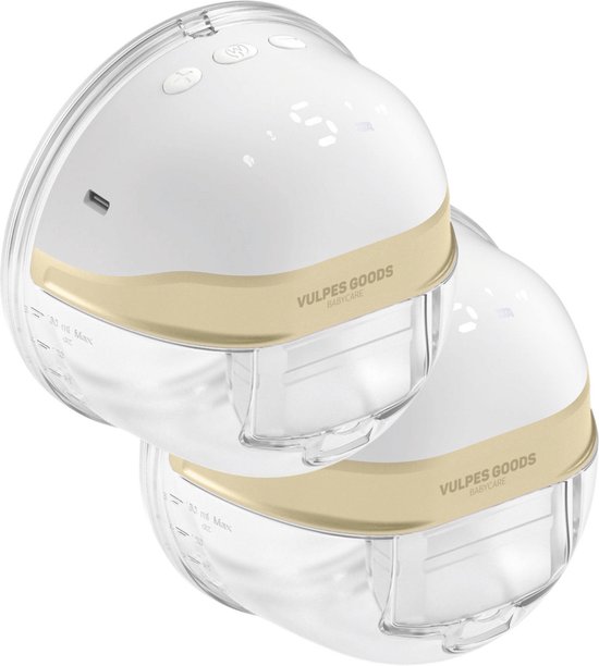 Vulpes Goods® BabyCare - Handsfree Borstkolf - Elektrische Draadloze Borstkolf – Dubbele Borstkolf - Draagbaar & Handsfree - BPA vrij - Met 60 Moedermelk bewaarzakjes, Reistas, Tepelmaat meter & Borstschildverkleiners - PRO versie