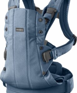 BabyBjörn Draagzak Harmony - Geweven mélange - Blauw - Buikdrager - Rugdrager - Ergonomisch - Zachte details
