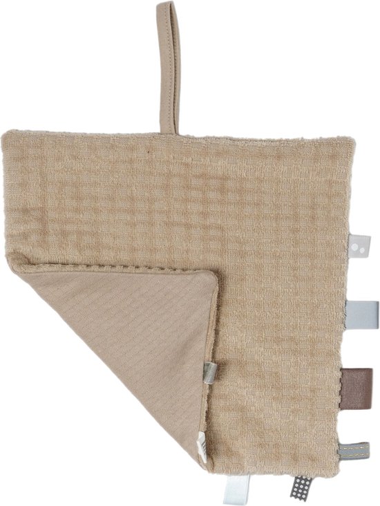 Baby Knuffeldoekje - Speendoekje 100% biologisch katoen - Comfortdoekje 25 x 25cm - Desert Sand - Beige - Snoozebaby