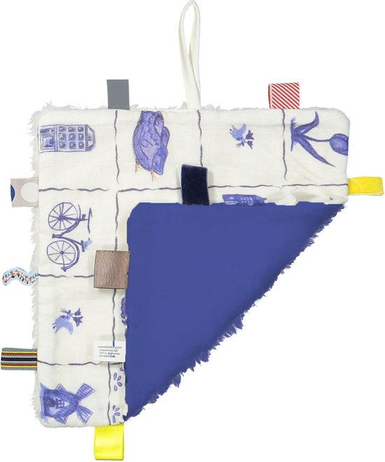 Baby Knuffeldoekje - Speendoekje 100% biologisch katoen - Comfortdoekje 25 x 25cm - Delft Blue - Blauw - Snoozebaby