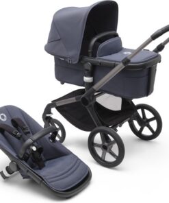 Bugaboo Fox 5 - Kinderwagen met Verende Wielen, Inklapbaar en Sturen met één hand, Grijs/Stormy Blue