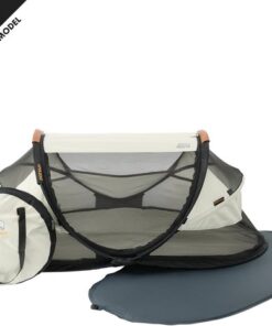 Deryan Baby Luxe Campingbedje – Inclusief zelfopblaasbare matras - Inclusief leren handvatten - Ivory