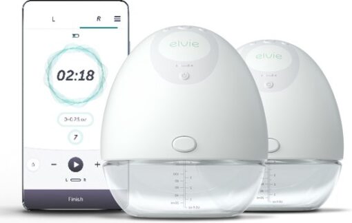 Elvie Pump Dubbele Elektrische Borstkolf - Draagbaar - Hands-free - Geluidsloos - Incl. 4 flessen