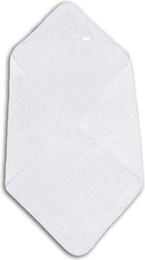 Funnies Badcape Wit 80x80 cm - Zachte Badcape Baby / Omslagdoek / Handdoek met Capuchon - Gemaakt van 100% Katoenen Badstof - Absorberend en Comfortabel - Perfect voor Warmte en Droogte na het Badderen