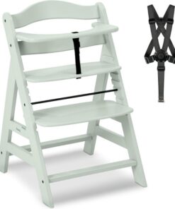 Goodivery - Kinderstoel hout - Babystoel voor aan tafel - Babystoel om in te eten - Eetstoel voor kinderen - Duurzaam beukenhout - 48x56x77 - Munt
