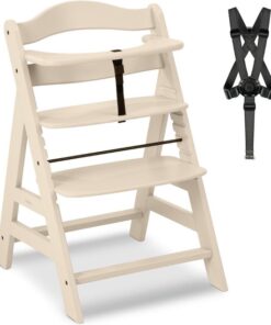 Goodivery - Kinderstoel hout - Babystoel voor aan tafel - Babystoel om in te eten - Eetstoel voor kinderen - Duurzaam beukenhout - 48x56x77 - Vanille