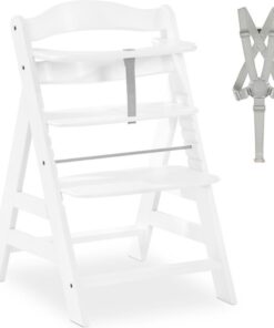 Goodivery - Kinderstoel hout - Babystoel voor aan tafel - Babystoel om in te eten - Eetstoel voor kinderen - Duurzaam beukenhout - 48x56x77 - Wit