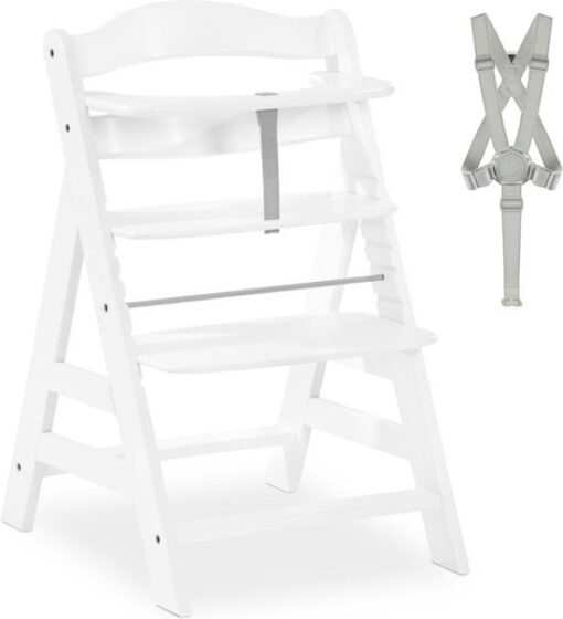 Goodivery - Kinderstoel hout - Babystoel voor aan tafel - Babystoel om in te eten - Eetstoel voor kinderen - Duurzaam beukenhout - 48x56x77 - Wit