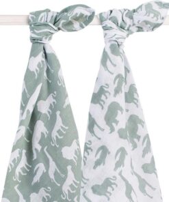 Jollein Hydrofiel Multidoek Safari 115x115cm - Forest Green - 2 Stuks