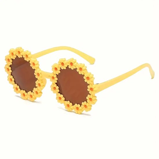 Kinder Zonnebril / Kinderzonnebril - Bril - Kind - Madeliefjes - Meisjes - Meisje | Geel - Bloem - Bloemen print - Flowers | Vanaf 3 - 14 jaar | UV beschermend - Opklapbaar | Kinderzonnebril – Zonnebrillen | DH collection