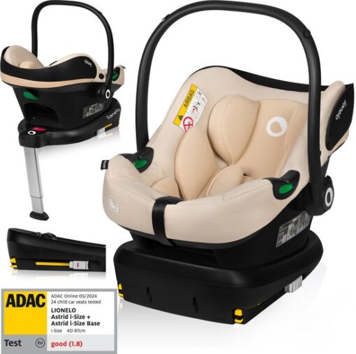Lionelo Astrid i-Size SET - Autostoeltje + Basis - voor Autostoel - Memory Foam - Hoogte-instelling van de hoofdsteun 7cm