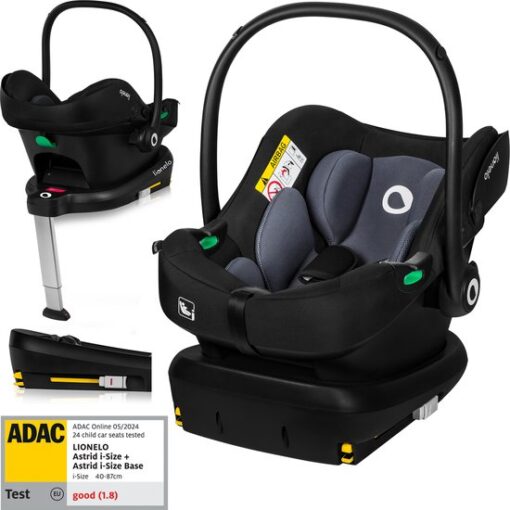Lionelo Astrid i-Size SET - Autostoeltje + Basis - voor Autostoel - Memory Foam - Hoogte-instelling van de hoofdsteun 7cm
