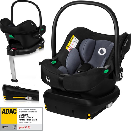 Lionelo Astrid i-Size SET - Autostoeltje + Basis - voor Autostoel - Memory Foam - Hoogte-instelling van de hoofdsteun 7cm