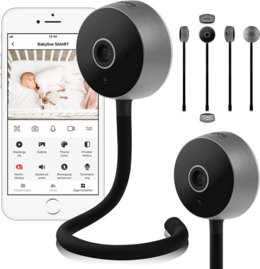 Lionelo Babylline SMART – Intelligente babyfoon – Overal installeren – Bewegings- en geluidsdetectie – APP-bediening – Nachtzicht – Tweerichtingscommunicatie – Temperatuursensor