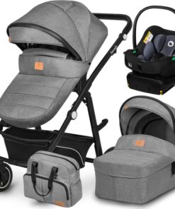 Lionelo Bianka - Kinderwagen 4 in 1 - incl. Autostoel & ISOFIX Basis - 0-22kg - XXL - Buggy 4in1 - Verstelbare Duwstang - Opvouwbaar - Accessoireset - XXL Zonnekap - Gelagerde Wielen - Reiswieg - Volledige Vering