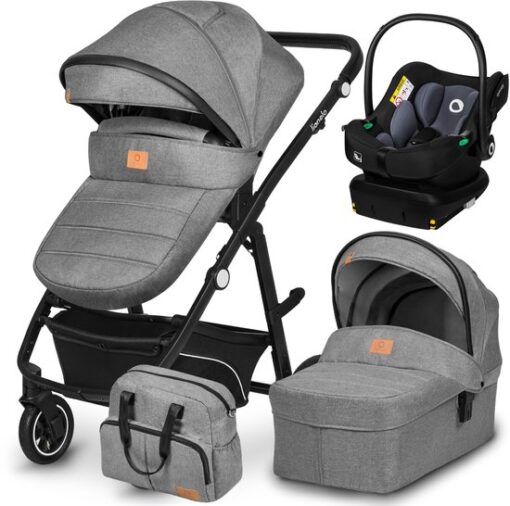 Lionelo Bianka - Kinderwagen 4 in 1 - incl. Autostoel & ISOFIX Basis - 0-22kg - XXL - Buggy 4in1 - Verstelbare Duwstang - Opvouwbaar - Accessoireset - XXL Zonnekap - Gelagerde Wielen - Reiswieg - Volledige Vering