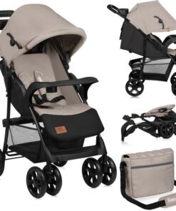 Lionelo Emma Plus - Buggy - Lichte en Duurzame Kinderwagen - 5-Punts Gordel - Rugleuningverstelling tot Ligpositie - Verlengd Luifel met Venster - Grote Mand - Praktische Tas en Organizer - Schokdempers - Geschikt voor Kinderen tot 15 kg