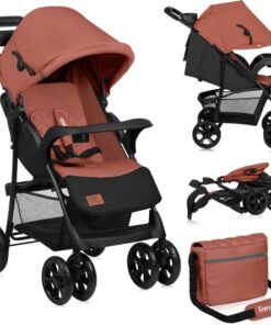 Lionelo Emma Plus - Buggy - Lichte en Duurzame Kinderwagen - 5-Punts Gordel - Rugleuningverstelling tot Ligpositie - Verlengd Luifel met Venster - Grote Mand - Praktische Tas en Organizer - Schokdempers - Geschikt voor Kinderen tot 15 kg