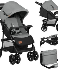 Lionelo Emma Plus - Buggy - Lichte en Duurzame Kinderwagen - 5-Punts Gordel - Rugleuningverstelling tot Ligpositie - Verlengd Luifel met Venster - Grote Mand - Praktische Tas en Organizer - Schokdempers - Geschikt voor Kinderen tot 15 kg