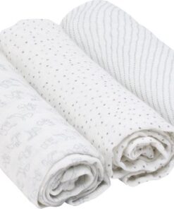 Lässig bamboo swaddle & burp doek / luier 80x80cm lela licht grijs - 3 stuks