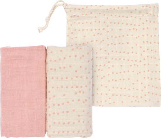 Lässig Hydrofiele luier - swaddle doek 2 stuks in roze 80 x 80 cm