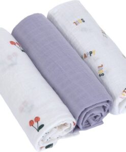 Lässig Hydrofiele luier swaddle doek 3 stuks 85 x 85 cm - Happy fruits cherry