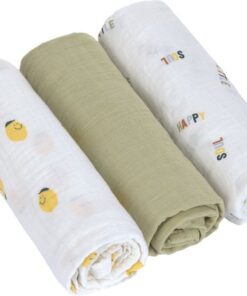 Lässig Hydrofiele luier swaddle doek 3 stuks 85 x 85 cm - Happy fruits lemon