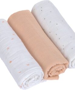 Lässig Hydrofiele luier swaddle doek 3 stuks 85 x 85 cm - Moon peach